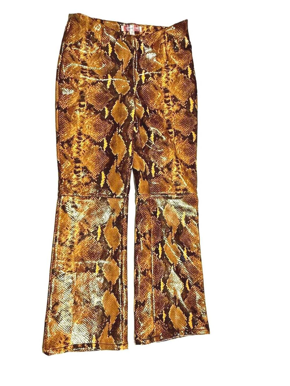 Urban Outfitters Leah Faux Leather Python Print Flare Pants Size 4